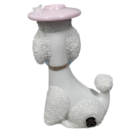 Vintage Spaghetti Poodle Dog Figurine Pink Hat & Flower Basket Mid-Century 1950s - Picture 4 of 10